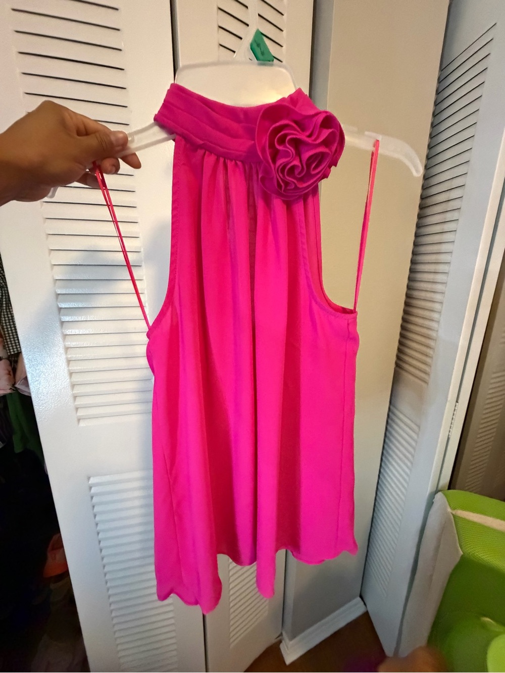 Vince Camuto Bright Fuchsia Ruffle Neck Women's Blouse